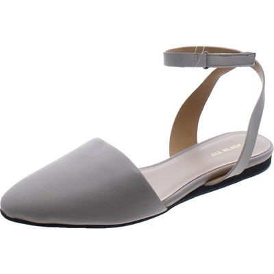 All Black Womens Gray Faux Leather Casual Flat Shoes 40 Medium(B,M) BHFO 1036