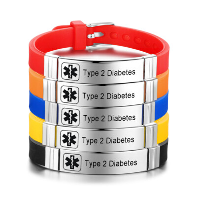 Personalized Medical Alert Bracelet Adjustable Silicone Emergency ID Wristband