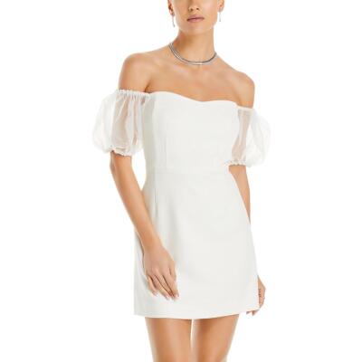 French Connection Womens Whisper White Puff Sleeve Mini Sheath Dress 6 BHFO 0271