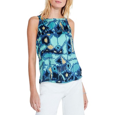 

Женская синяя майка с оборками и короткими рукавами Nic + Zoe  BHFO 9792, Blue multi