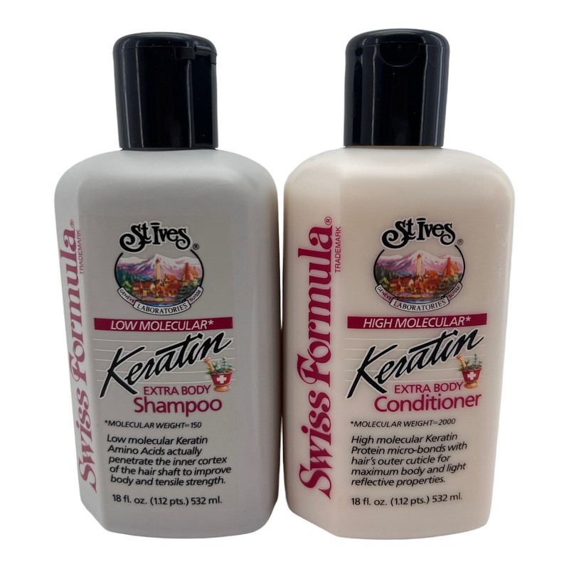 Swiss Formula St Ives Keratin Extra Body Shampoo & Conditioner 1983 2 18oz Btls