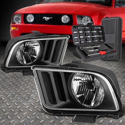 ДЛЯ 05-09 FORD MUSTANG S197 ЧЕРНЫЙ КОРПУС ПРОЗРАЧНЫХ БОКОВЫХ ФАР + НАБОР ИНСТРУМЕНТОВ