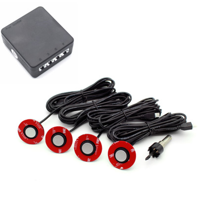 4 Parking Sensors Buzzer Reverse Backup Radar Adjustable Sound Auto Alarm System