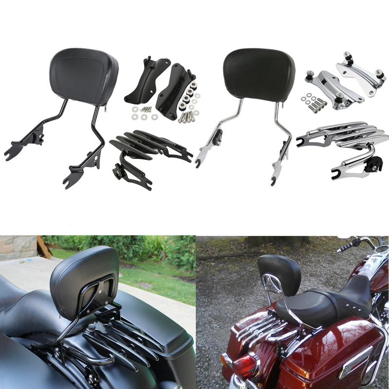Detachable Backrest SissyBar Luggage Rack Fit For Harley Road King