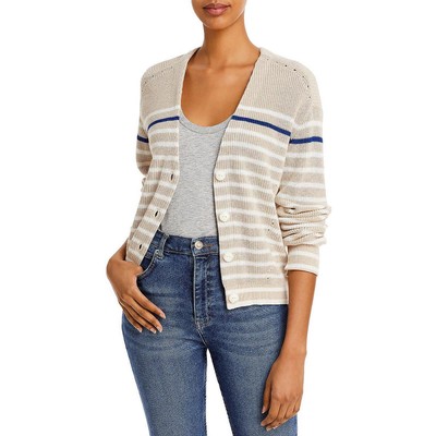 

Коричневый женский вязаный кардиган в рубчик Rag - Bone  BHFO 4624, Ivory multi