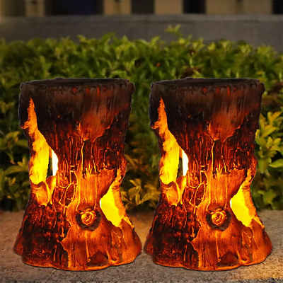 Outdoor light top with flickering flame