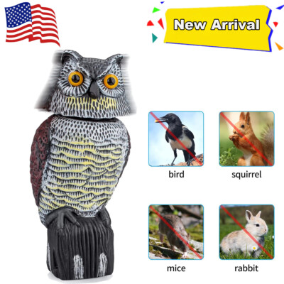 Owl Decoy Statue Protect Garden Yard Scare Birds Away Pest Repellent Scarecrow