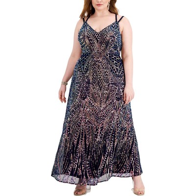 Morgan & Co. Женское темно-синее длинное вечернее платье с блестками Plus 18W BHFO 6264