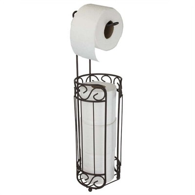 Home Basics Scroll Design Toilet Paper Holder and Dispenser, Bronze