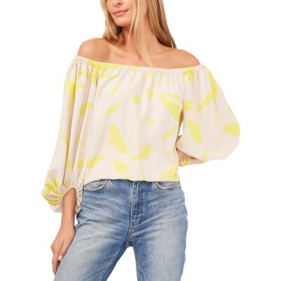 Женская блузка с открытыми плечами и пышными рукавами с принтом Vince Camuto, топ BHFO 9961