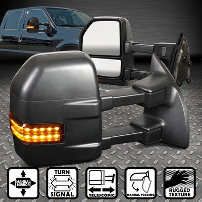ДЛЯ 08-16 FORD F250 F350 SUPER DUTY ПАРА РУЧНЫХ + СВЕТОДИОДНЫХ ПОВОРОТНИКОВ БУКСИРОВОЧНОЕ ЗЕРКАЛО