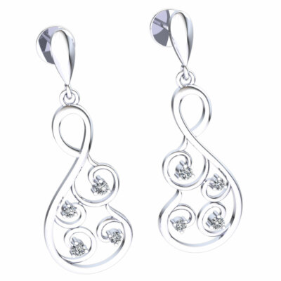 Pre-owned Jewelwesell 0.1ct Round Cut Diamond Ladies Infinity Designer Earrings Solid 14k Gold In H