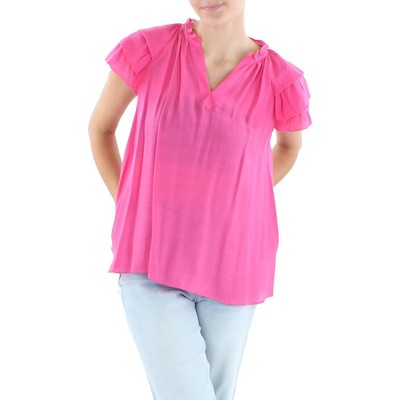 

Nanette Nanette Lepore Женская тканая рубашка-блузка с V-образным вырезом BHFO 3253, Fuchsia rose