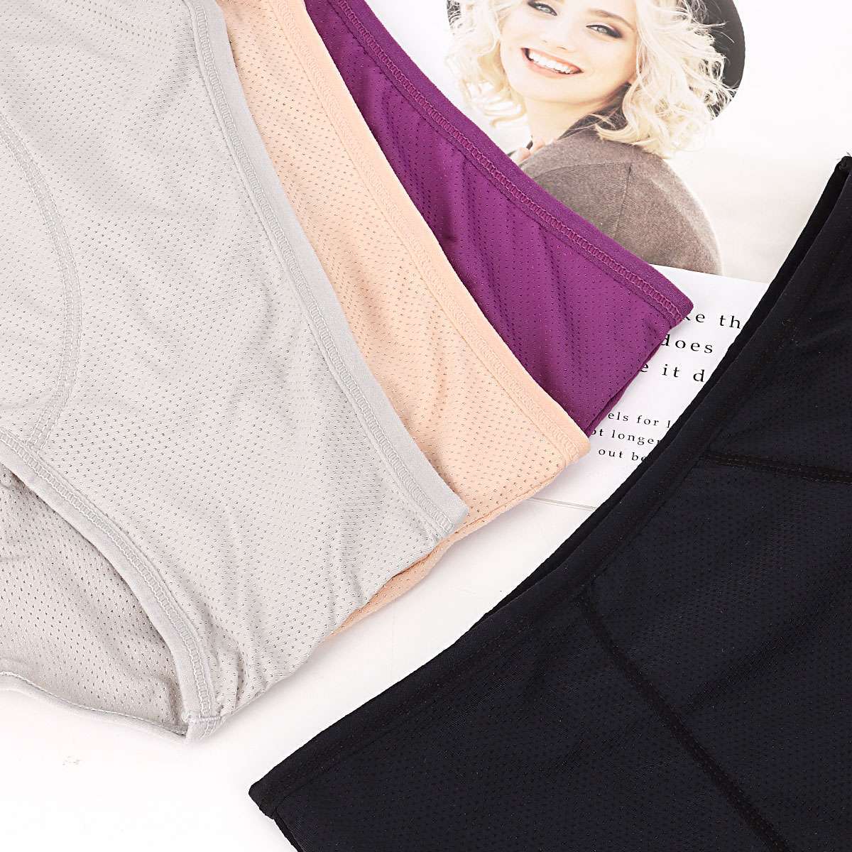 4 Pack Womens Girls Period Panties Leak-Proof Stretch Briefs Menstrual Underwear