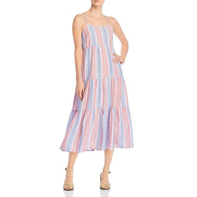 

Женское синее льняное длинное дневное платье макси Beach Lunch Lounge  BHFO 3446, Zephyr