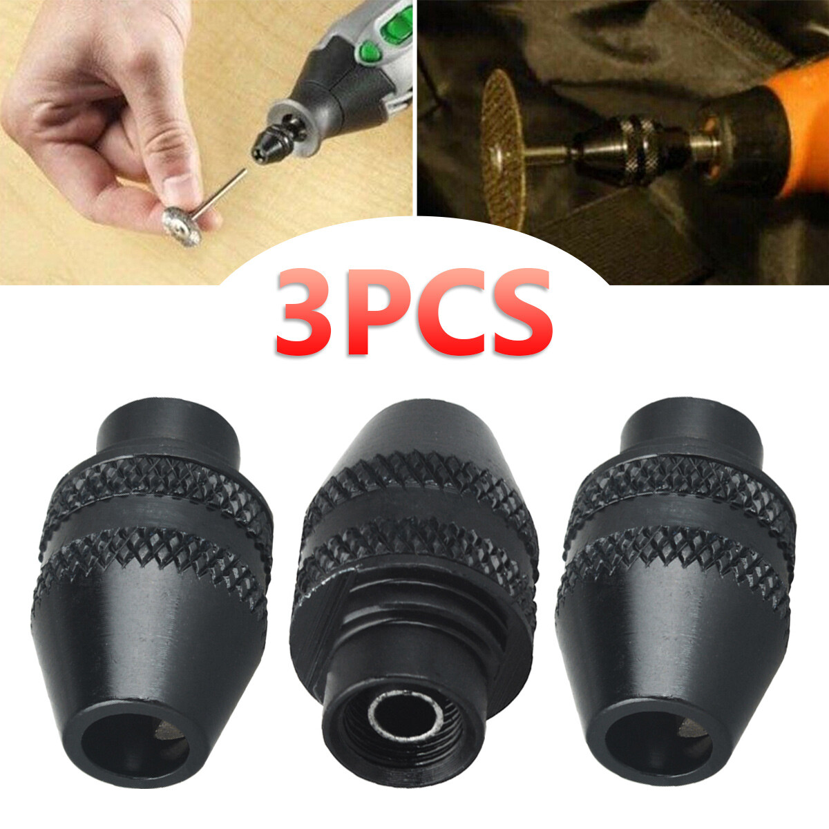 Universal Keyless Chuck Quick Change Dremel Rotary Tools Drill Accessories 3x