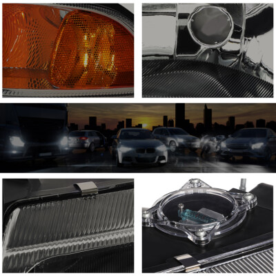 For 95-00 Chrysler Cirrus/Dodge Stratus Headlight/Lamp Smoked Housing Amber Side