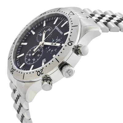 Pre-owned Ferragamo Gent Chrono Quartz Black Dial Men's Watch Sfu400423