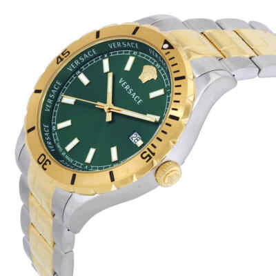 Pre-owned Versace Hellenyium Quartz Green Dial Men's Watch Ve3a00720
