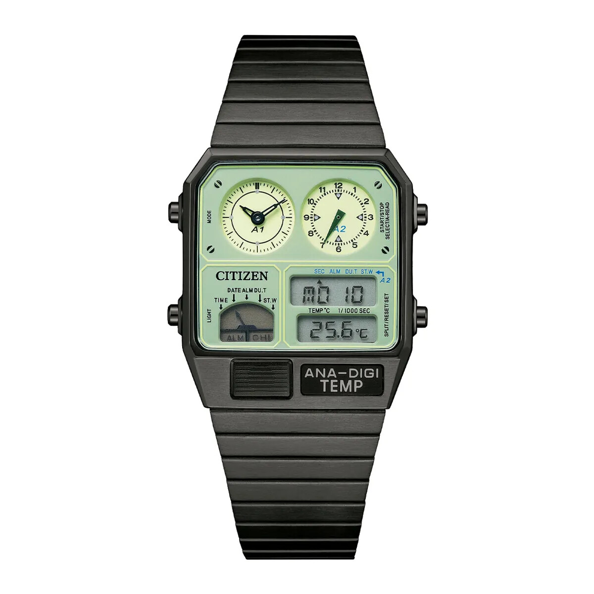 Citizen JG2147-85X Ana Digi Temp 80s Dual Temperature