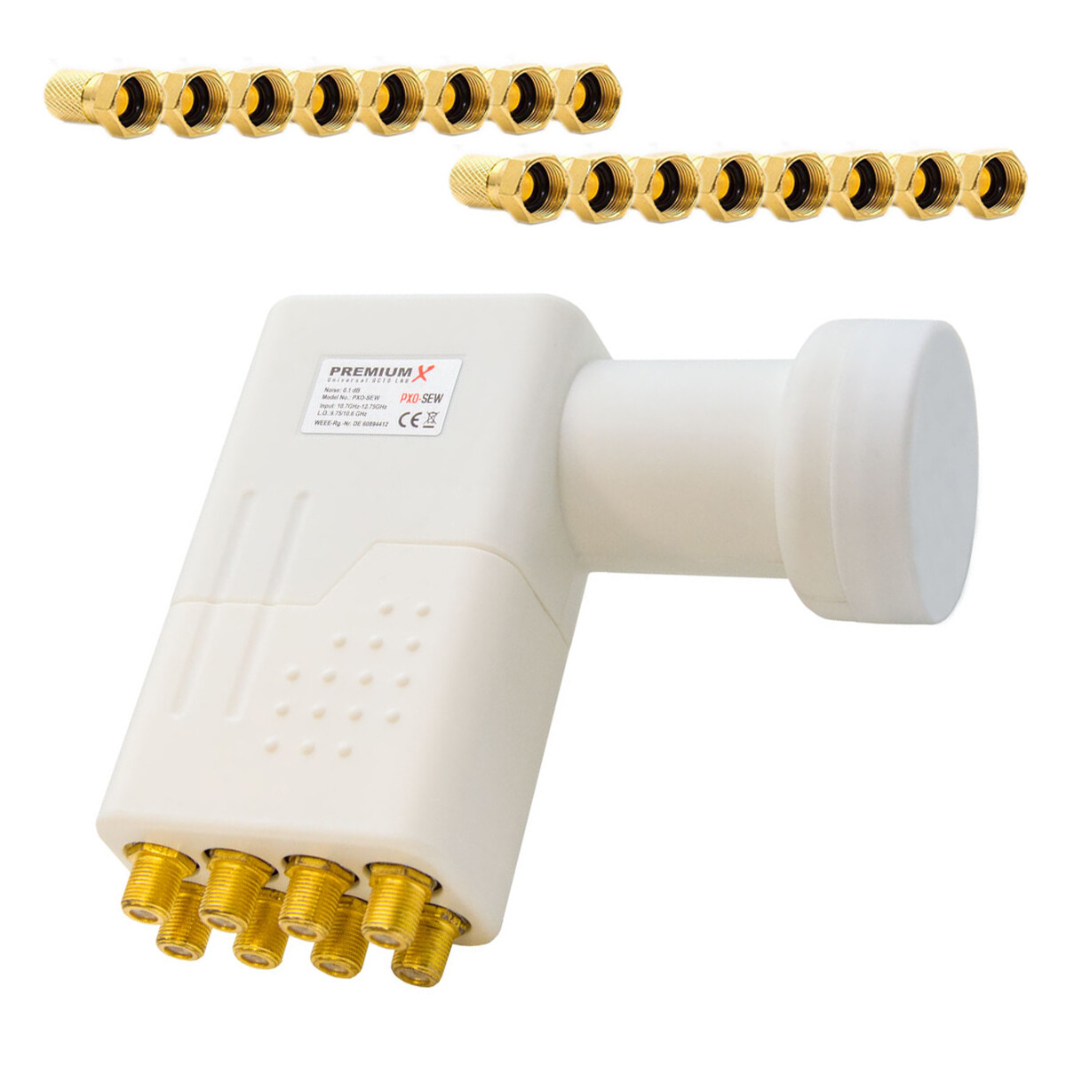 PremiumX Octo LNB SAT TV 8 Teilnehmer 8-fach Digital Okto LNC LMB HD UHD 4K weiß