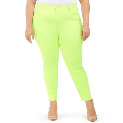 

Розовые женские желтые однотонные джинсы скинни до щиколотки Celebrity Plus  BHFO 2924, Neon yellow, CX21144G51