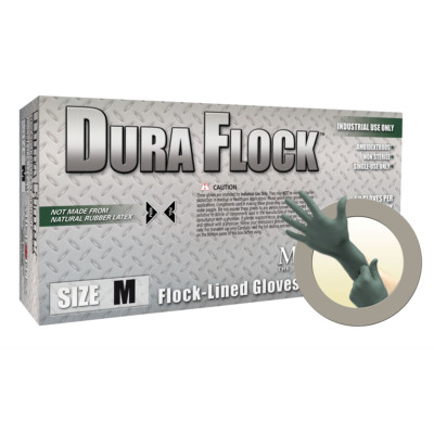 Microflex DFK-608-L Dura Flock 8 mil Flock-lined Green Nitrile Glove, L