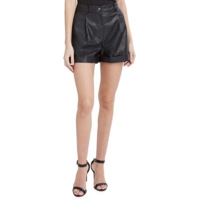 Женские шорты BCBGMAXAZRIA из искусственной кожи в складку с манжетами и высокой талией BHFO 7947