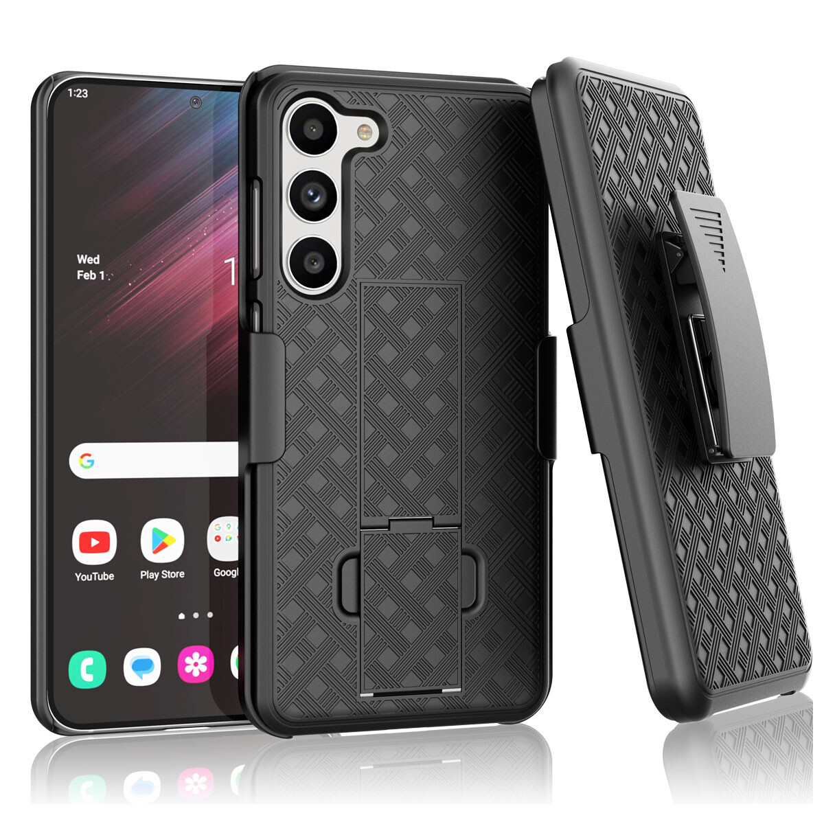 For Samsung Galaxy S23 S23 Plus S23 Ultra Holster Belt Clip Case Cover Kickstand