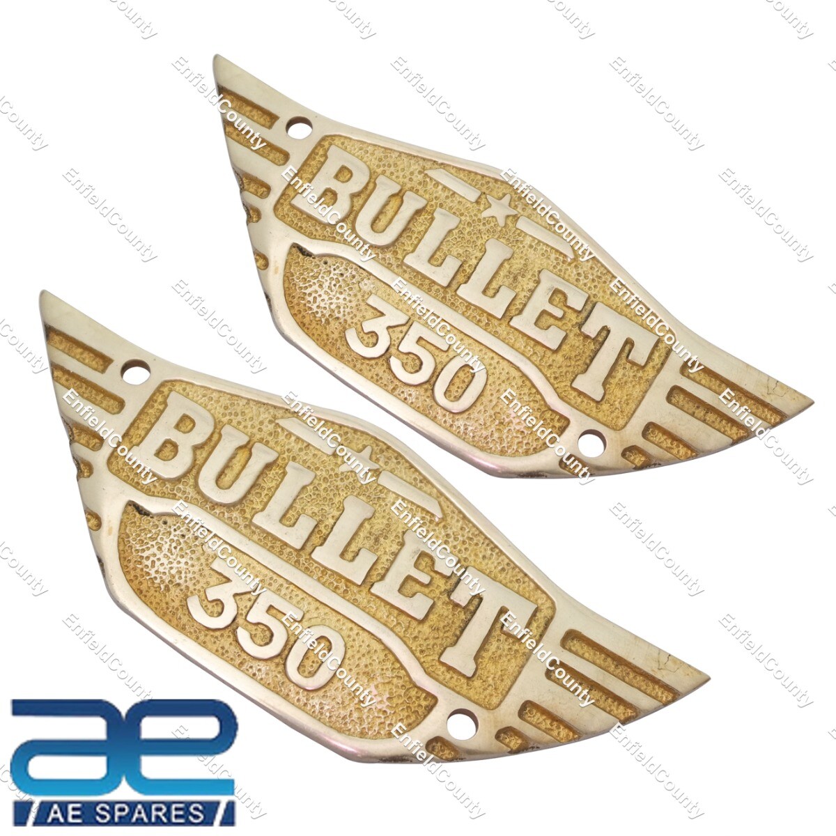 Fits Royal Enfield Bullet 350cc Tool Box Badges Logo Brass Set 