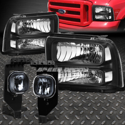 ЧЕРНАЯ ФАРА + ДЫМЧАТАЯ ЛИНЗА ПРОТИВОТУМАННОЙ ФАРЫ ДЛЯ 05-07 FORD SUPER DUTY EXCURSION LH RH