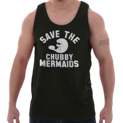 Save Protect Chubby Mermaids Manatees Animal Tank Top T Shirts Tees Men Women