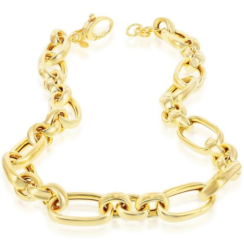 Pre-owned Moda Bella  Unisex Necklace 14k Gold Overlay Large Link Lobster Clasp Bml-4093