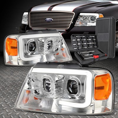 ДЛЯ 04-08 FORD F-150 LED DRL ХРОМИРОВАННЫЕ ЯНТАРНЫЕ УГЛОВЫЕ ФАРЫ-ПРОЕКТОРЫ + НАБОР ИНСТРУМЕНТОВ