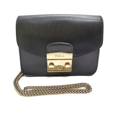 Auth FURLA Metropolis - Black Leather Shoulder Bag