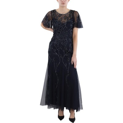 Adrianna Papell Womens Navy Sequined Formal Evening Dress Gown 6 BHFO 9169