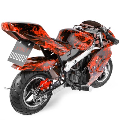 XtremepowerUS Kids Mini Ride On Motorcycle Gas Pocket Bike 4 Stroke 40CC Flame