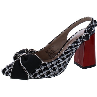 

Женские черные туфли на каблуке с открытой пяткой Betsey Johnson Camyla 8,5 средний (B,M) BHFO 3955, Black/silver, Camyla