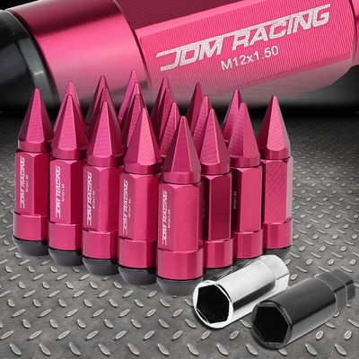 АЛЮМИНИЕВЫЕ ГАЙКИ С РОЗОВЫМ ОБОДКОМ JDM С КОЛПАЧКОМ + АДАПТЕР 20ШТ M12X1.5 ДИАМЕТРОМ 23 ММ/ВЫСОТОЙ 83 ММ
