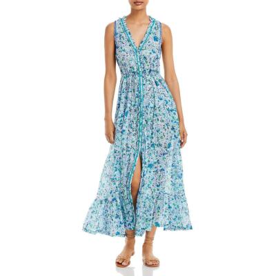 

Женское приталенное платье с пышной юбкой Poupette St Barth с цветочным принтом BHFO 4789, Blue monaco