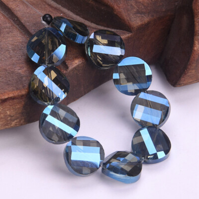 10pcs 12/14/18mm Twist Coin Faceted Crystal Glass Loose Beads for Jewelry Making