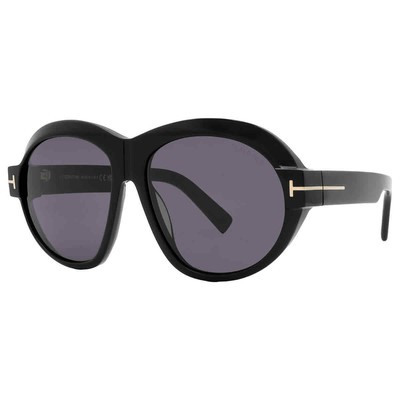 Pre-owned Tom Ford Inger Smoke Oval Ladies Sunglasses Ft1113 01a 59 Ft1113 01a 59 In Gray