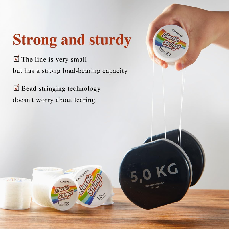 Elastic Bracelet String Cord Kit: 2 Rolls of 200m (0.5mm) Clear Beaded Stretch C