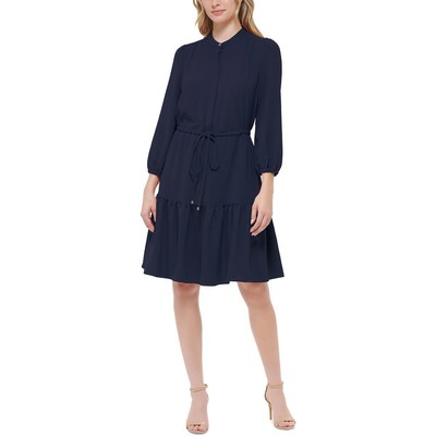 Женское темно-синее многоуровневое платье-рубашка Tommy Hilfiger 10 BHFO 4552