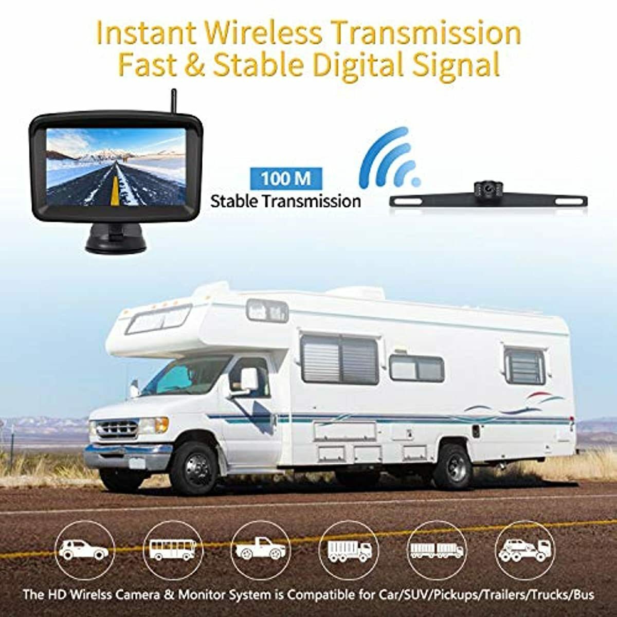 Wireless Backup Camera With 5 Monitor For Car Pickup Semi Box Truck Sedan Rv Va Ebay