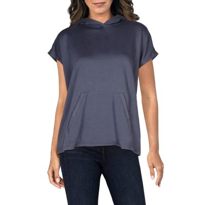 Женская синяя рубашка с капюшоном и длинным рукавом Eileen Fisher, пуловер, топ S BHFO 5439