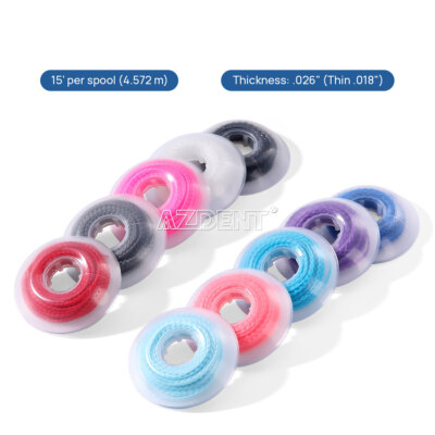 AZDENT Dental Orthodontic Colored Elastic Power Chain 15ft Long/Short/Continuous