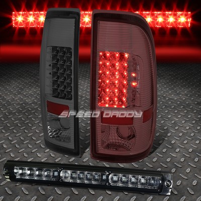 ХРОМИРОВАННЫЙ КОРПУС С ДЫМЧАТОЙ ЛИНЗОЙ, СВЕТОДИОДНЫЙ ЗАДНИЙ ФОНАРЬ + ТРЕТИЙ СТОП-СИГНАЛ ДЛЯ 97-03 F150/F250