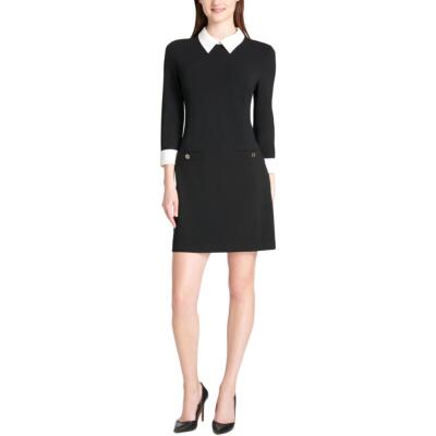 

Женское черное мини-платье с контрастной отделкой Tommy Hilfiger  BHFO 8897, Черный
