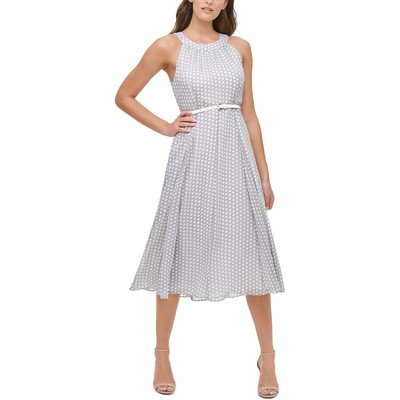 

Женское деловое макси-платье Tommy Hilfiger в горошек без рукавов BHFO 2829, Silver/ivory